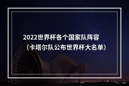 2022世界杯各个国家队阵容（卡塔尔队公布世界杯大名单）