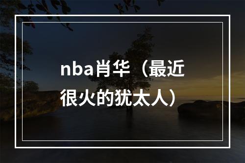 nba肖华（最近很火的犹太人）