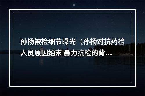 孙杨被检细节曝光（孙杨对抗药检人员原因始末 暴力抗检的背后疑点重重孙杨被检细节曝光）