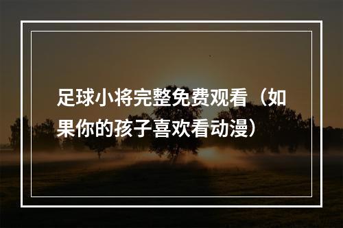 足球小将完整免费观看（如果你的孩子喜欢看动漫）