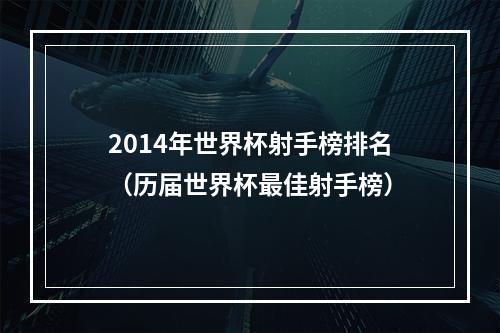 2014年世界杯射手榜排名（历届世界杯最佳射手榜）