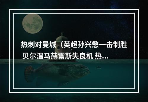 热刺对曼城（英超孙兴慜一击制胜 贝尔温马赫雷斯失良机 热刺10曼城取得开门红）