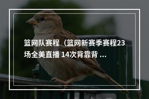 篮网队赛程（篮网新赛季赛程23场全美直播 14次背靠背 两次5连客）