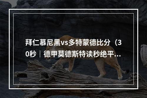 拜仁慕尼黑vs多特蒙德比分（30秒｜德甲莫德斯特读秒绝平 多特蒙德主场22战平拜仁慕尼黑）