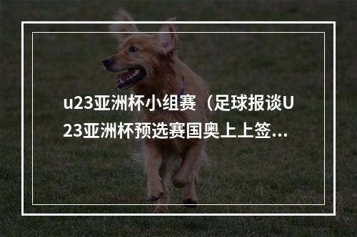 u23亚洲杯小组赛（足球报谈U23亚洲杯预选赛国奥上上签）