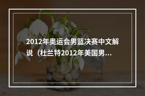 2012年奥运会男篮决赛中文解说（杜兰特2012年美国男篮是历史最佳球队）