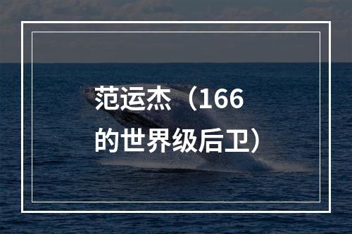 范运杰（166的世界级后卫）