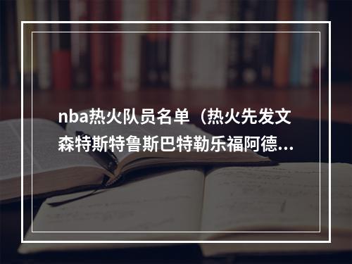 nba热火队员名单（热火先发文森特斯特鲁斯巴特勒乐福阿德巴约）