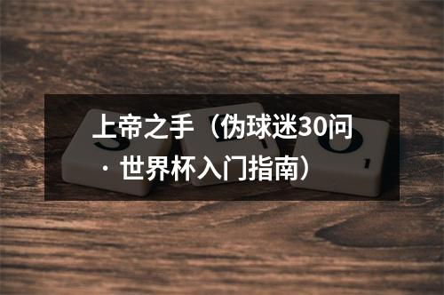 上帝之手（伪球迷30问 · 世界杯入门指南）