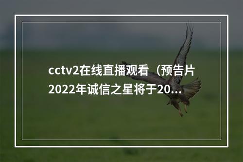 cctv2在线直播观看（预告片2022年诚信之星将于2023年4月30日CCTV2财经频道晚1900播出｜2022诚信之星）