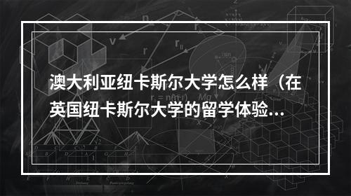澳大利亚纽卡斯尔大学怎么样（在英国纽卡斯尔大学的留学体验）