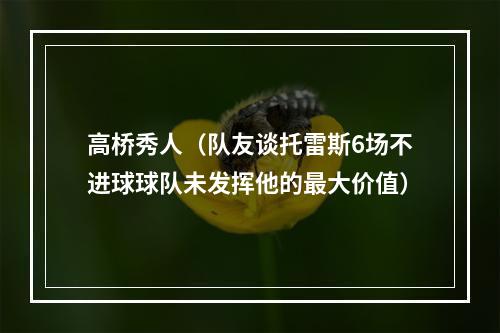 高桥秀人（队友谈托雷斯6场不进球球队未发挥他的最大价值）