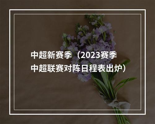 中超新赛季（2023赛季中超联赛对阵日程表出炉）