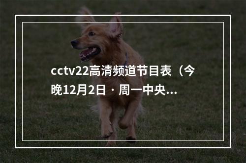 cctv22高清频道节目表（今晚12月2日 · 周一中央电视台各频道节目预告）