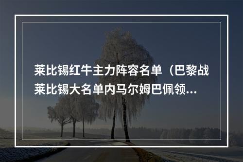 莱比锡红牛主力阵容名单（巴黎战莱比锡大名单内马尔姆巴佩领衔）