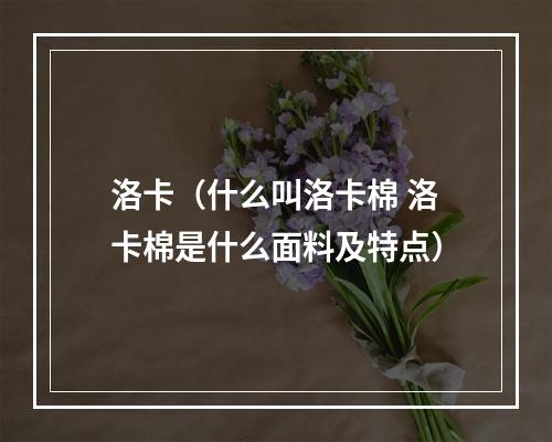 洛卡（什么叫洛卡棉 洛卡棉是什么面料及特点）