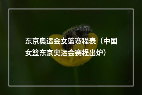 东京奥运会女篮赛程表（中国女篮东京奥运会赛程出炉）