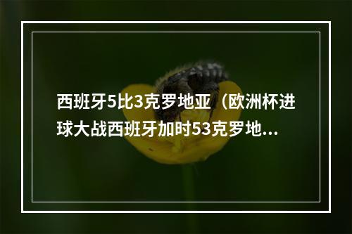 西班牙5比3克罗地亚（欧洲杯进球大战西班牙加时53克罗地亚晋级八强）