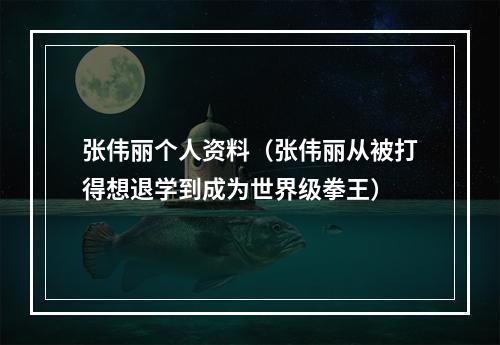张伟丽个人资料（张伟丽从被打得想退学到成为世界级拳王）