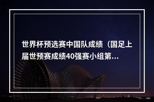 世界杯预选赛中国队成绩（国足上届世预赛成绩40强赛小组第二晋级）