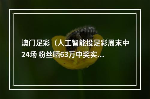 澳门足彩（人工智能投足彩周末中24场 粉丝晒63万中奖实单）