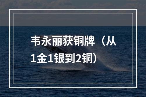 韦永丽获铜牌（从1金1银到2铜）