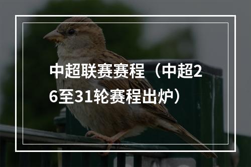 中超联赛赛程（中超26至31轮赛程出炉）