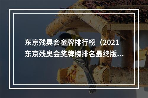 东京残奥会金牌排行榜（2021东京残奥会奖牌榜排名最终版 中国获奖金牌数名单）