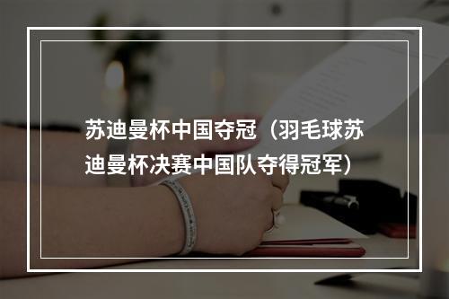 苏迪曼杯中国夺冠（羽毛球苏迪曼杯决赛中国队夺得冠军）