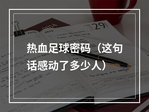 热血足球密码（这句话感动了多少人）