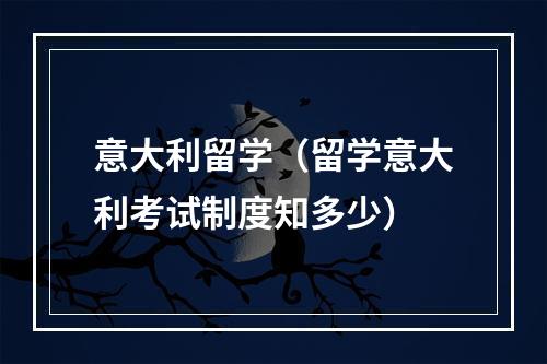 意大利留学（留学意大利考试制度知多少）
