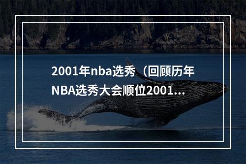 2001年nba选秀（回顾历年NBA选秀大会顺位2001届）