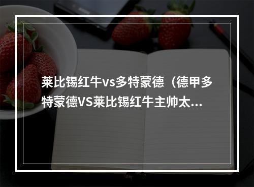 莱比锡红牛vs多特蒙德（德甲多特蒙德VS莱比锡红牛主帅太懂多特了）