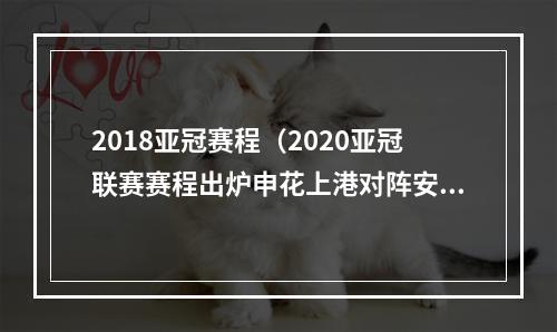2018亚冠赛程（2020亚冠联赛赛程出炉申花上港对阵安排在此→）