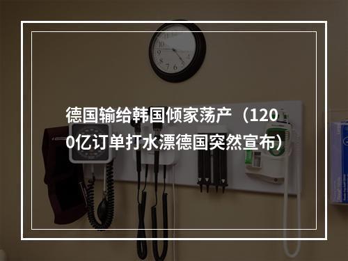 德国输给韩国倾家荡产（1200亿订单打水漂德国突然宣布）