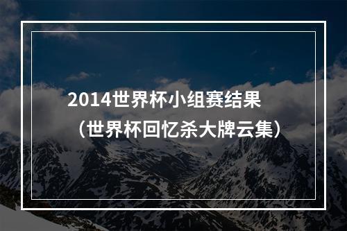 2014世界杯小组赛结果（世界杯回忆杀大牌云集）