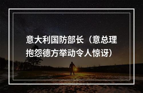 意大利国防部长（意总理抱怨德方举动令人惊讶）