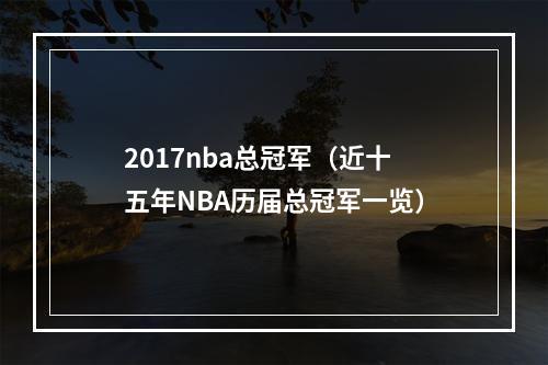 2017nba总冠军（近十五年NBA历届总冠军一览）