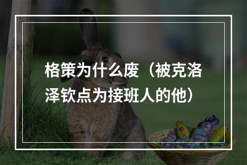 格策为什么废（被克洛泽钦点为接班人的他）