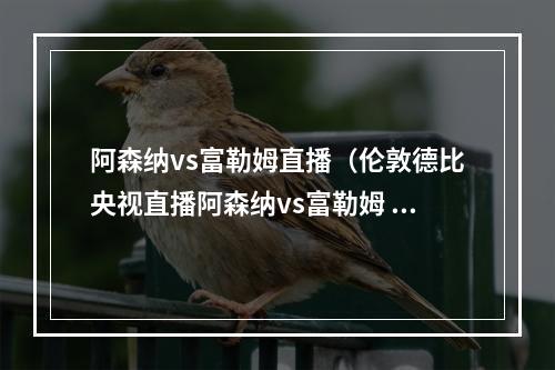 阿森纳vs富勒姆直播（伦敦德比央视直播阿森纳vs富勒姆 枪手争3连胜 富勒姆实力受损）