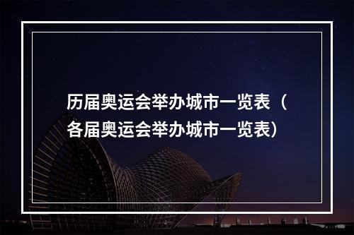 历届奥运会举办城市一览表（各届奥运会举办城市一览表）