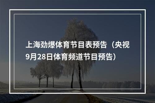 上海劲爆体育节目表预告（央视9月28日体育频道节目预告）