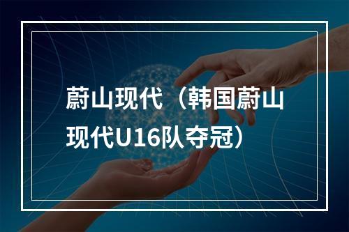 蔚山现代（韩国蔚山现代U16队夺冠）