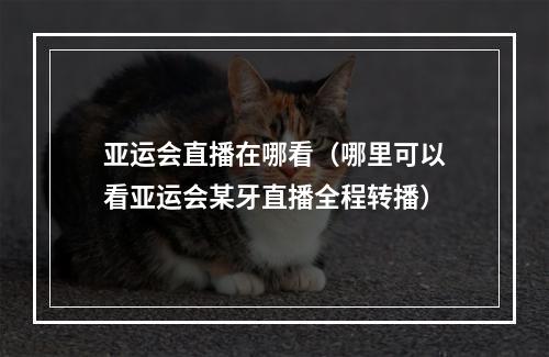 亚运会直播在哪看（哪里可以看亚运会某牙直播全程转播）