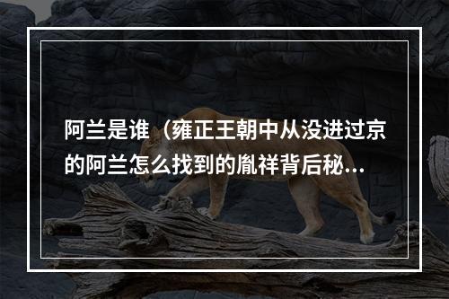 阿兰是谁（雍正王朝中从没进过京的阿兰怎么找到的胤祥背后秘密鲜为人知）