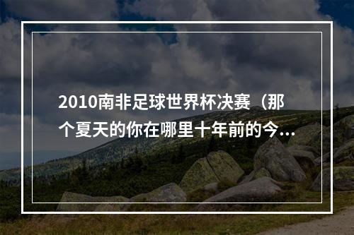 2010南非足球世界杯决赛（那个夏天的你在哪里十年前的今天2010年南非世界杯开幕）