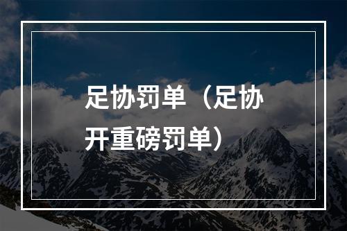 足协罚单（足协开重磅罚单）