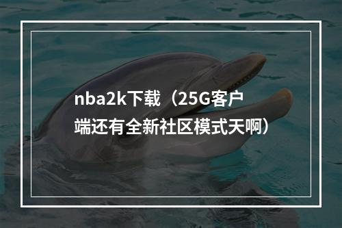 nba2k下载（25G客户端还有全新社区模式天啊）