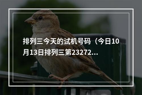排列三今天的试机号码（今日10月13日排列三第23272期精选5注开机号试机号）