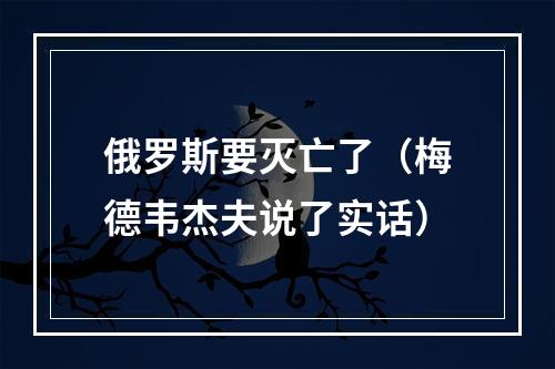 俄罗斯要灭亡了（梅德韦杰夫说了实话）